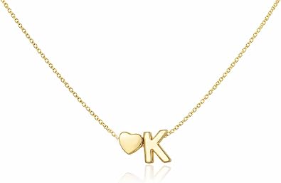 14K Gold Plated Heart Initial Necklaces for Women - Dainty Heart Necklaces, Tiny Initial Necklace, Birthday Gifts for Women Jewelry, Letter K2