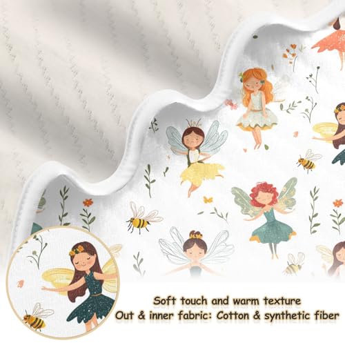 Image of Swaddle Blanket for Baby Boy and Girl Soft Crib Receiving Blanket for Infant Toddler Kid Crib Bedding 30X40in Cartoon Sweet Fairy White