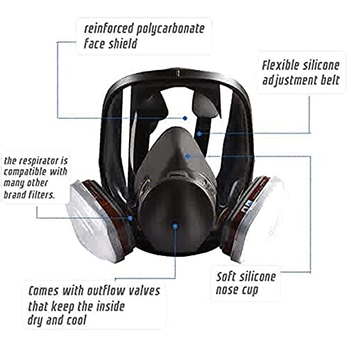 Erock 15In1 Reusable Full Face Respirator Widely Used In Paint Sprayer, Chemical,Woodworking,Dust Protector #TOP3