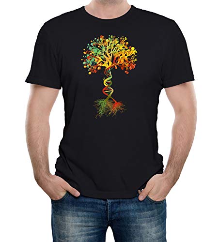 Reality Glitch - Tree of Life Mens Science Physics DNA Geek Graphic T Shirt Short Sleeve, Regular Fit T-Shirt, Comfortable & Long Lasting Design (Black, XL)