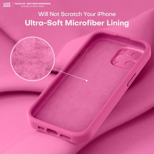 Image of LOVE 3000 Designed for iPhone 15 Pro Max Case, Premium Silicone with [Soft Anti-Scratch Microfiber Lining] Shockproof Protective Phone Case for Men Women Girls 6.7 inch, Pitaya