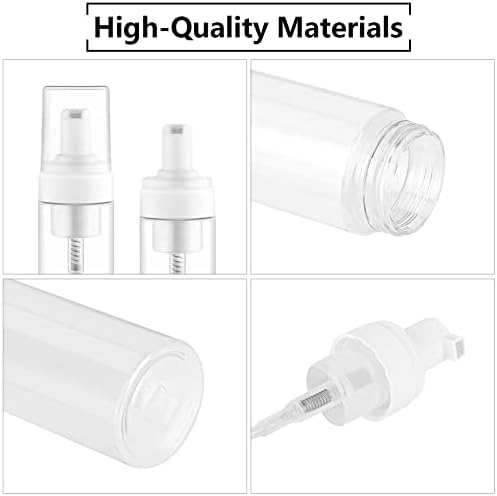 KingSaid 10pcs Foam Dispensers Bottle Plastic Refillable Empty Mini Foaming Shampoo Lotion Small Beauty Pressed Pump Bottles for Travel 50ml (Clear White)
