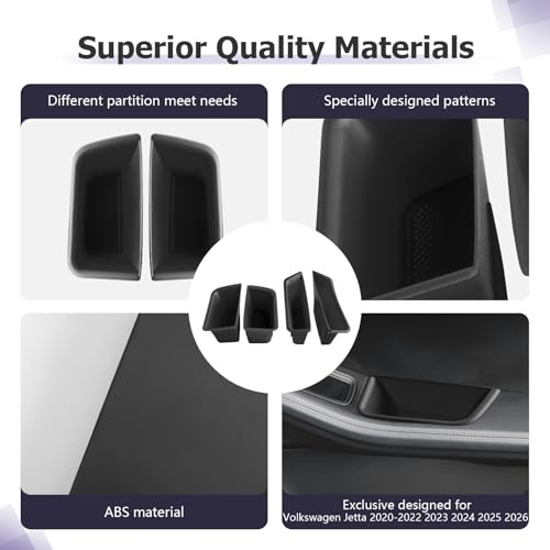 Image of LUWU Door Tray Organizer Compatible with 2015-2026 Porsche Macan S /T /GTS Accessories Center Console Organizer Armrest Console Storage Box Insert Tray ABS Material Black 4PCS (Not for Macan EV)