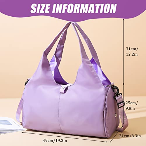 Gym Bag Womens, Yoga Mat Bag Sport Travel Bag with 2pcs Shoes Compartment, Waterproof Sports Gym Bag for Sport Travel Hiking (Purple) - Image 2