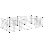 Pawhut DIY Pet Playpen Metal Wire Fence 12 Panel Enclosure Indoor Outdoor Guinea Pig Rabbit Small Animals Cage, Black