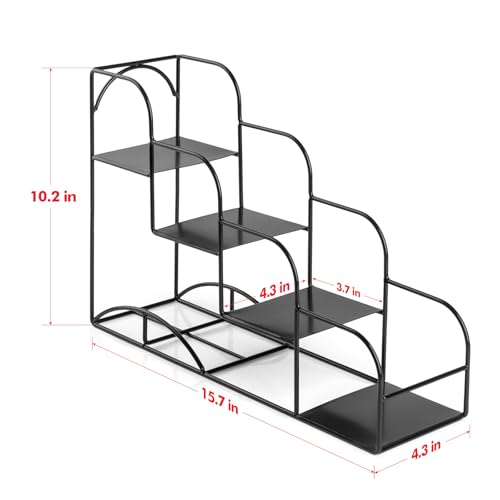 Syrup Rack for Coffee Bar Accessories, Iron 4 Compartment Bottle Organizer, Countertop Display Storage Shelf Bottle Stand, Metal Coffee Bar Organizer for Wine, Kitchen, Holds 4 Bottles by kimilus - Image 3