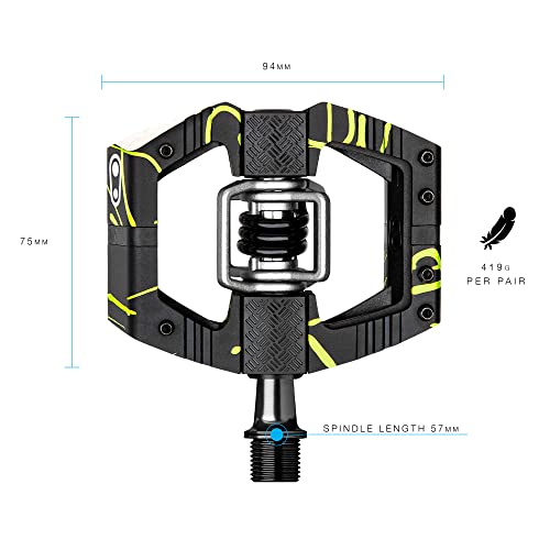 Crankbrothers Mallet-E LS Long Spindle Bicycle Pedals 9/16", Splatter Green, Black/Green - Image 2