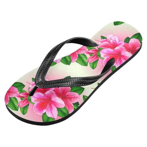 Sinestour Azalea Pink Flowers Flip Flops for Beach Thong Sandals Anti-slip Lightweight Flat Slippers for Summer Swim Travel2