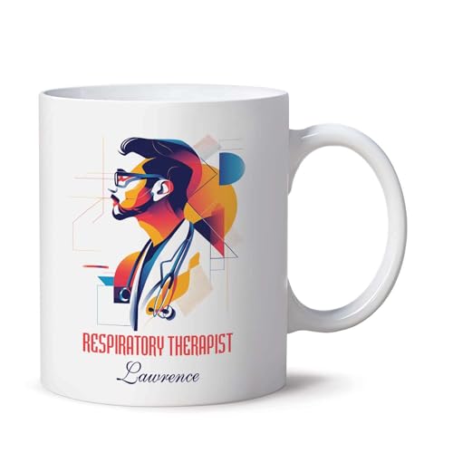 Custom Name Respiratory Therapist Ceramic Cup, Portrait Men Pulmonologist Design Travel Mug, Personalized Pulmonology Coffee Cup Gift For Respiratory Experts, Customized Pulmonologist Mug Gift