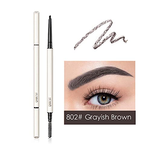 Professional eyebrow powder eyebrow pencil, double-headed waterproof automatic refill and spiral brush. Cruelty Free (02# Grayish Brown)