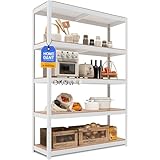 HOMEDANT House 組立簡単 高耐荷重 ラミネート スチールラック キッチン 5段 幅120 奥行40 高さ180 ホワイト ホームダント 高さ調整可能 棚 収納棚 メタルラック クローゼット ガラージ オフィス 業務用 重量物