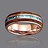 TUNGSTORY Tungsten Carbide Rings 8mm Opal Inlay Wedding Band Rose Gold Plated Wood Engagement Rings Domed Polished Finish for Men Women Comfort Fit Size O #2