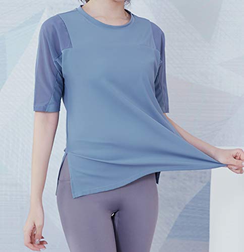 Red Plume Camiseta feminina atlética de manga curta com absorção de umidade, secagem rápida, ioga, g