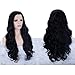 IMSTYLE 26 Inches Lace Front Wig Natural Long Wavy Synthetic Hair Wig for Cosplay Party Halloween (black)