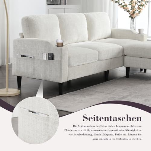 Canapé modulable L 4 places chenille beige AAW2845S00121 KOMHTOM