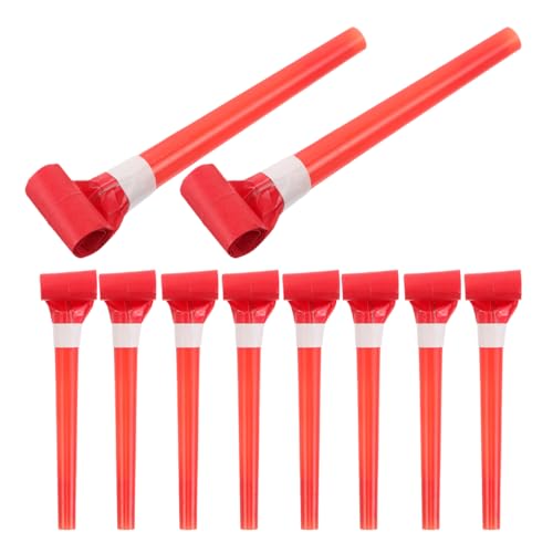 BESPORTBLE Creative Kids Whistle Toys - 50Pcs Party Blowers for Kids Fun Noisemakers Red Plastic Whistle for Parties Balloon Blowers and Card Suckers
