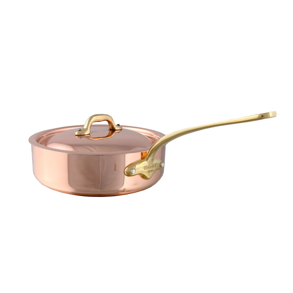 Mauviel M150 B, sauteuse en cuivre poli et acier inoxydable, 0,9 L, couvercle inclus
