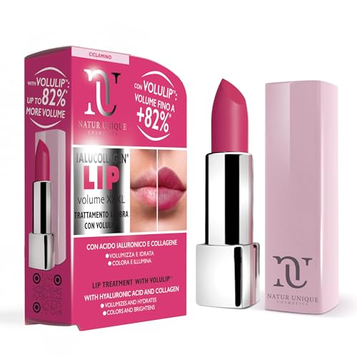 NATUR UNIQUE Ialucollagen Lip Volume XXXL Ciclamino | Pintalabios Voluminizador con Ácido Hialurónico y Colágeno Vegetal | Lip Plumper con Color Rosa Vibrante e Hidratación | Labios con Volumen | 4,2