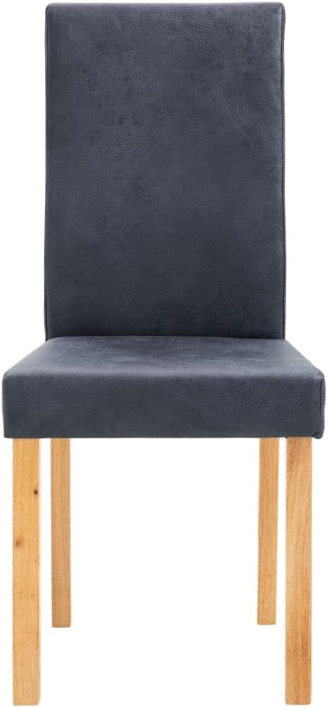 vidaXL Dining Chairs 4 Pcs, Side Chair with Wood Legs, Accent Dining Chair for Home Kitchen Living Room Bedroom, Gray Faux Suede Leather