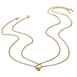 Sacolin Collar con colgante de corazón para parejas, acero inoxidable chapado en oro de 18 quilates, doble capa, joyería a juego, regalo que no se deslustra