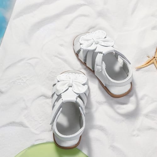 Image of Femizee Toddler Girls Leather Dress Sandals with Adjustable Strap | Toddler /Little Kids, Leather upper, Cushioned footbed, Hook-and-loop, Flexible Sole, Dressy summer occasions, Princess-style