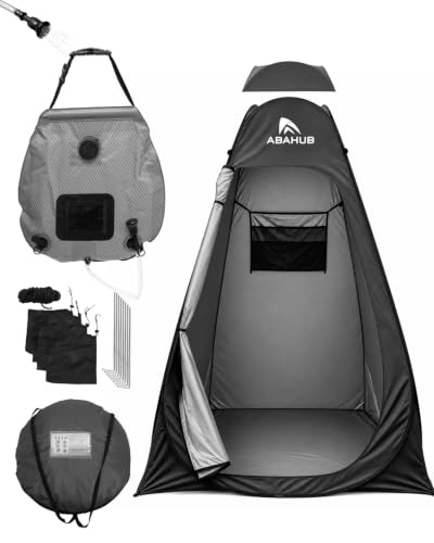 Abahub Pop Up Oversized Shower Tent Kit Solar Shower Bag, 4.9x4.9x6.2 ft