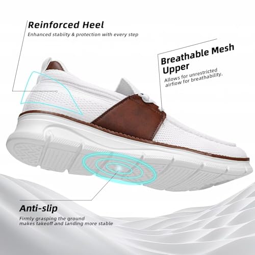 Image of Mens Casual Slip in Boat Shoes Fashion Lightweight Slip On Loafers Walking Beach Sneakers Work Mesh Oxfords Soft Sole