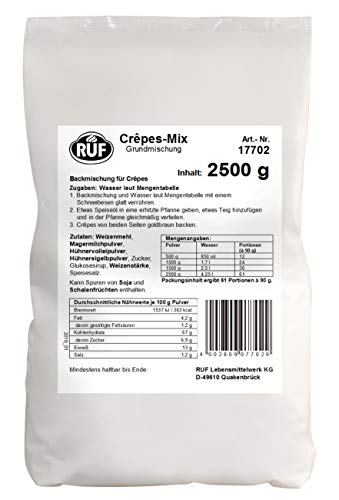 RUF Crêpes-Teig, Großpackung, Backmischung für Crêpes oder Pfannkuchen, einfache Zubereitung mit Wasser, für Großküchen, Hotels und Restaurants, 2500g