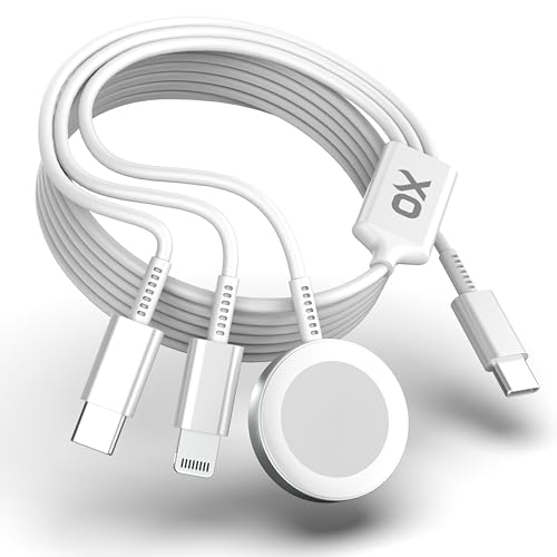 Ox Power [6 Feet] USB C Multi Charging Cable Ultra-Fast 89.5W 3 in 1 Charger & Data Cable. MFi Certified USB Cables Compatible with Watch, iPhone, and USB C Charging Cords (1.8 Meter Cable Only)