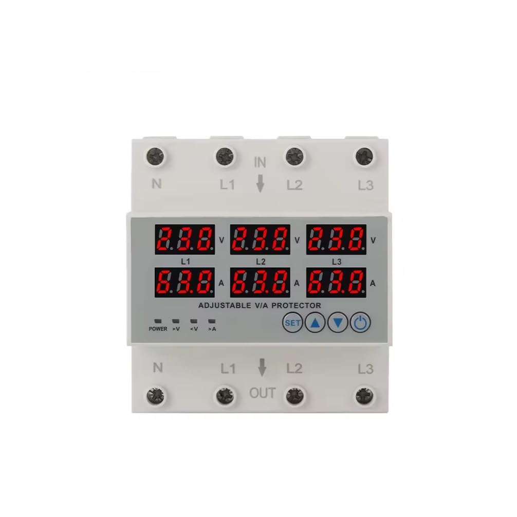 Real Instruments 3-Phase Automatic Over/Under Voltage Protector with Over Current Protection, Auto-Reconnect with Phase-Loss and Phase-Imbalance Protection 63A 220VAC (White) (B0D9SH1PH8) Amazon Price History, Amazon Price Tracker