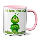 TassenKing Bürogrinch Tasse Grinch - Kaffeetasse mit Spruch, Weihnachtstasse lustig - Weihnachts-Deko Anti-Weihnachten (rosa)