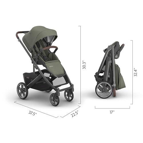UPPAbaby Cruz V3 Stroller - from Birth + Car Seat Compatible - Full-Size, Reversible Seat - Infant Insert, Bug and Rain Shields Included - Evelyn (Meadow Green/Graphite Frame/Chestnut Leather) by UPPAbaby - Image 7