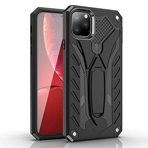 Coque iPhone 11 antichoc en TPU et PC rigide noire avec support intégré arrière