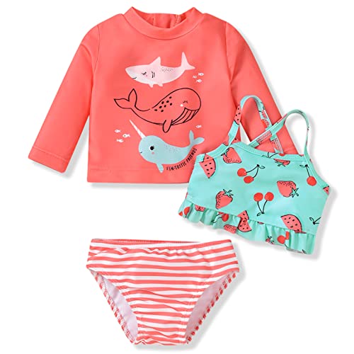 Image of HINTINA Newborn Baby Girl 3-Piece Rashguard Sets