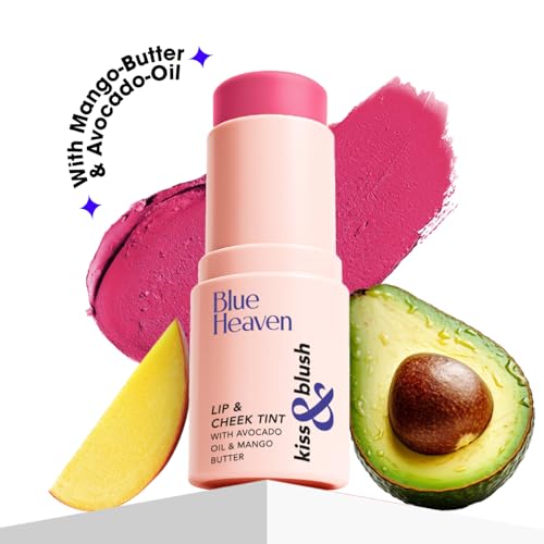 Image of Blue Heaven Kiss and Blush Lip, Cheek and Eye Tint with Avocado Oil and Mango Butter | 3 in 1 Lip and Cheek Tint Stick | Rich Smooth Formula | Easily Blendable Makeup Tint | Flashy Pink | 8.5gm