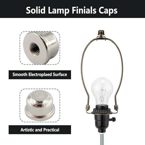 Image of 4PCS Solid Lamp Finials Caps Tapped, Knob On Top of The Harp Lampshade Stand, Harp Lamp Finial Knob, 1 /2 inch Tall, Silver