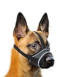 YAODHAOD Maulkorb für Hunde,Superweicher Nylonmaulkorb verhindert das Beißen, Bellen und Kauen,mit reflektierenden Streifen,für Haustiere für kleine mittelgroße Hunde(Schwarz (reflektierend), M)