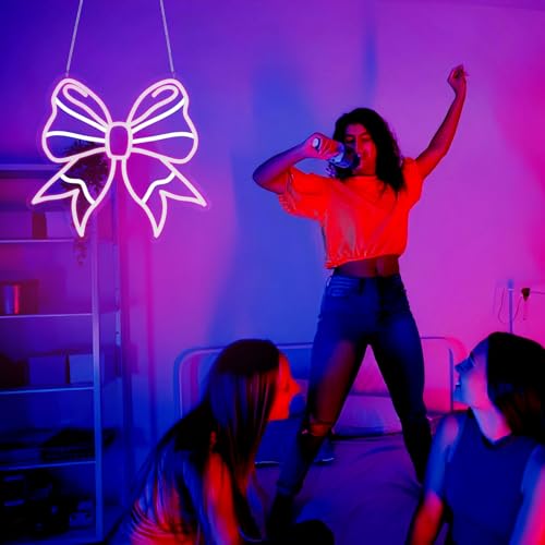 Image of Bow Neon Sign Led Neon Lights Neon Signs for Wall Decor Light Up Sign for Birthday Party Club Gift