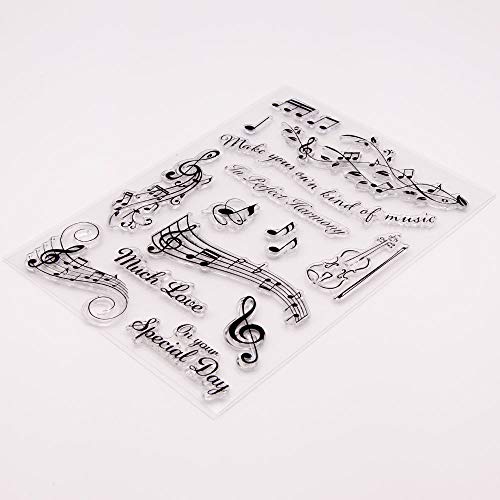 Lzbrdy 5.9 By 8.3 Inch Musical Notes Violin Leaves Clear Rubber Stamps For Scrapbooking Card Making Christmas Valentine's Day Birthday Craft Silicone Stamps #TOP4