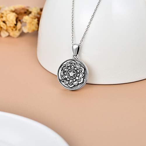 SOULMEET Personalized Flower Om Lotus Locket Sterling Silver Necklace That Holds 2 Pictures Memorial Vintage Photo Locket Custom Any Photo Healing Gift2