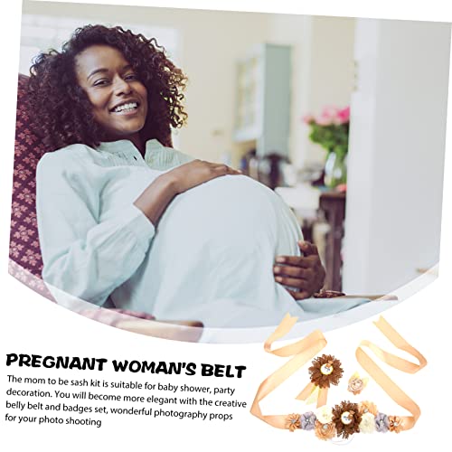Ceinture de maternité en satin café pour future maman - 6