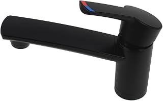 Como - Grifo monomando compacto para caravana, camping, barco y interruptor, color negro