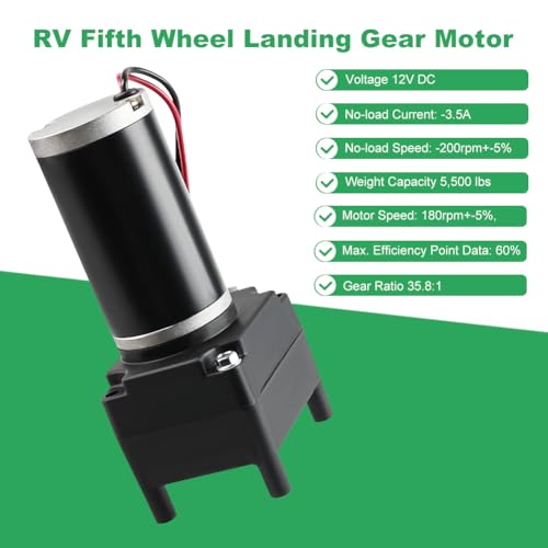 Image of JDMON RV Fifth Wheel Landing Gear Motor Compatible with Lippert Tuson, Direct Replacement High Speed Universal Mount 5th Power Landing Gear Motor, Replace 141893