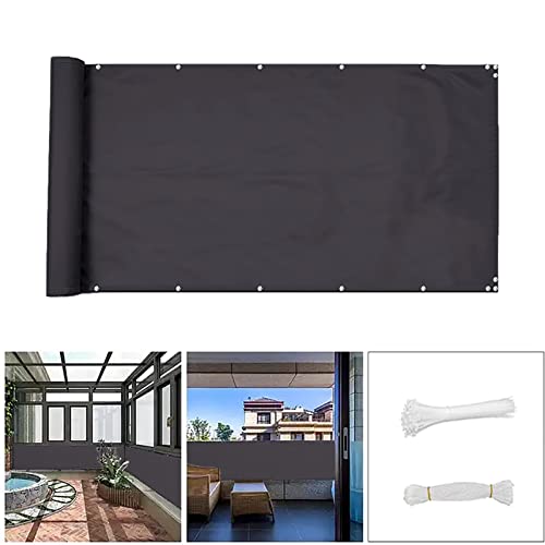 Brise-vue opaque pour balcon - 80 x 300 cm - Tissu d'ombrage imperméable pour terrasse/jardin/terrasse - Séparateur d'extérieur gris foncé pour jardin et clôture