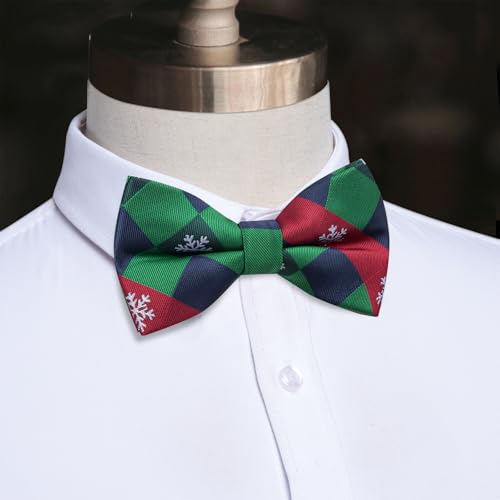 Image of YourTies Christmas Bow Ties for Men Silk Green Pre-tied Adjustable Xmas Bowties Woven Party Holiday Festival New Year