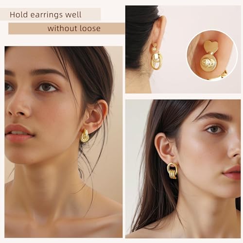 Earring Lifters for Droopy Ears, Heart Shape, Metal, Gold, 04G — view 4