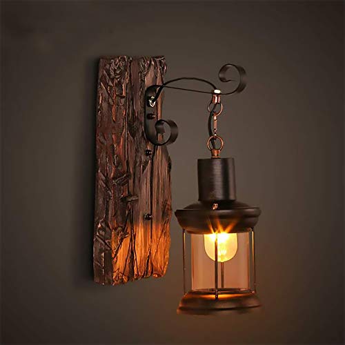 Applique extérieure rétro en bois et LED pour couloir
