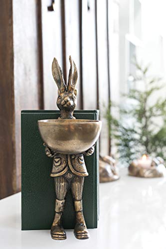 Cuenco de latón con conejo decorativo para mesas de salón 4