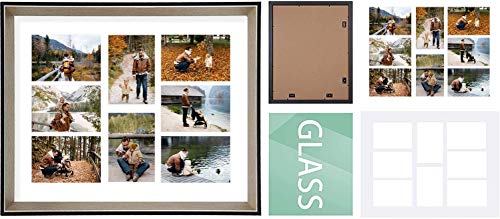 Space Art Deco, 16X20 Collage Picture Frame With 8 Opening Mat For 4X6 Photos Displays Or 16X20 Poster Frame Without Mat, Shatter Resistant Glass Wall Mounting(Silver/Black, 2-Pack) #TOP5