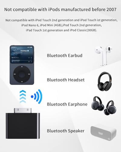 30 Pin Audio Adapter for iPod Classic/Nano/Touch/Mini/Video, Dock Connector Converter for Music Playback, Plug & Play Design